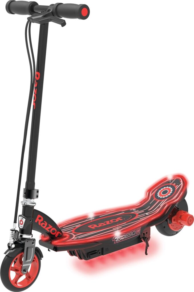 Gotrax Scout Electric Scooter for Kids Ages 4-7, Max 3 Miles Range and 6Mph Speed, 5 Flash Front Wheel and Unique Pedal Light Razor Power Core E90 Glow Electric Scooter for Kids Ages 8+