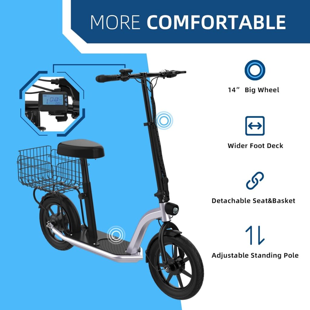 Hiboy Electric Scooter - Electric Scooter for Adults - 31 Miles Long Range  22Mph Folding Commuter Electric Scooter - Fat Tire Electric Scooter(VE1 PRO/ECOM 14)