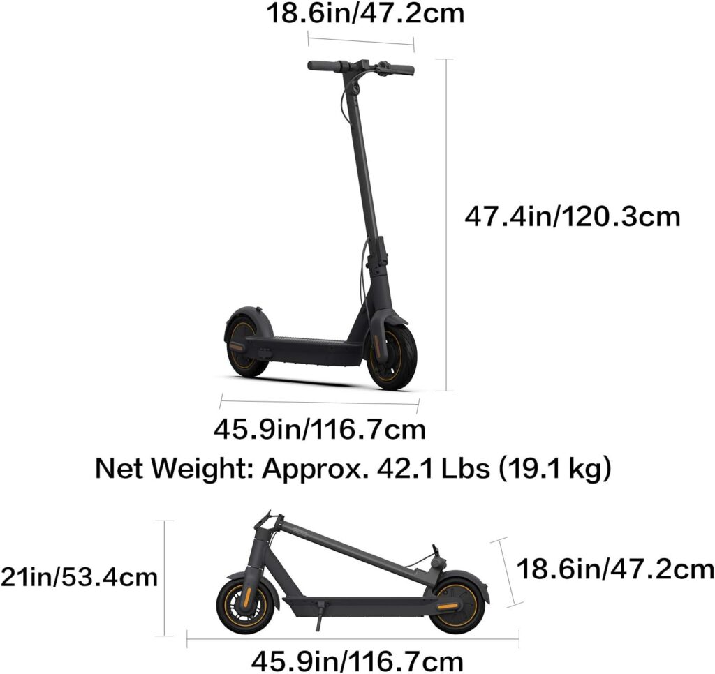 Segway Ninebot MAX Electric KickScooter, 350W-1000W Motor, 25-43 Mi Long Range  18.6-22 MPH, 10-inch Pneumatic Tires, Dual Braking System and Cruise Control, Electric Commuter Scooter for Adults