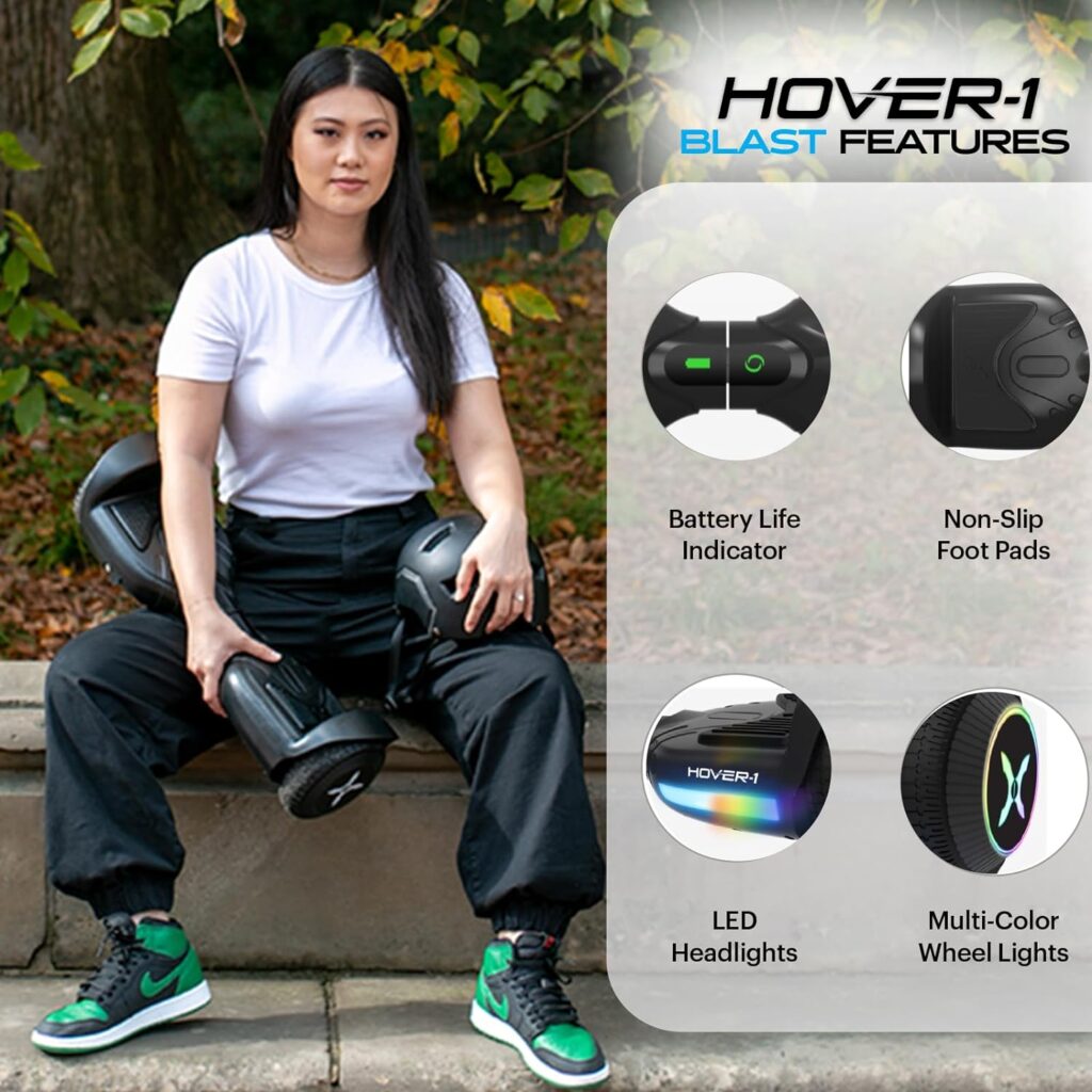 Hover-1 Blast Electric Self-Balancing Hoverboard with 6.5” Tires, Dual 160W Motors, 7 mph Max Speed, and 3 Miles Max Range