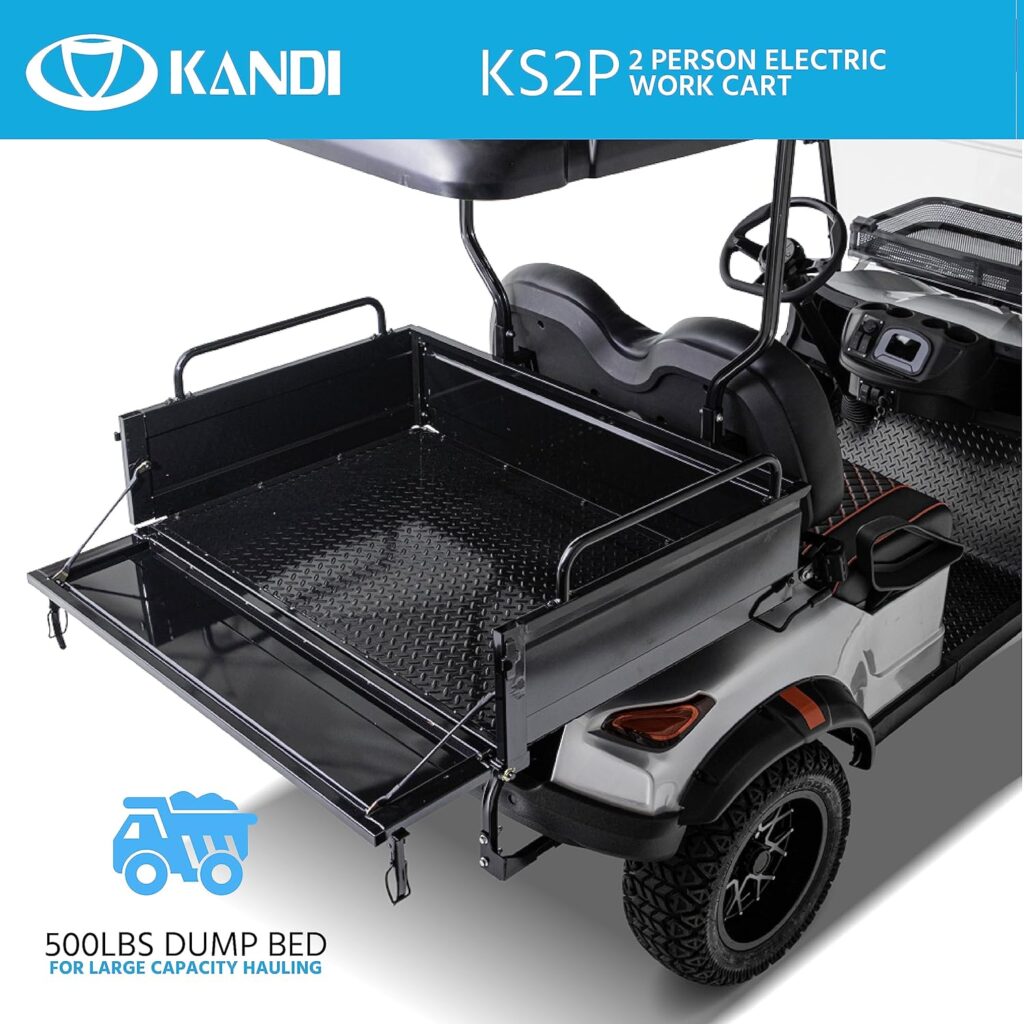 Kandi America 2 Passenger Electric Cart with Powerful 5,000-Watt Electric Motor – Electric Work Vehicle with Dump bin – Electric ATV UTV – Heavy Duty Cart – Electric Passenger Cruiser - EV