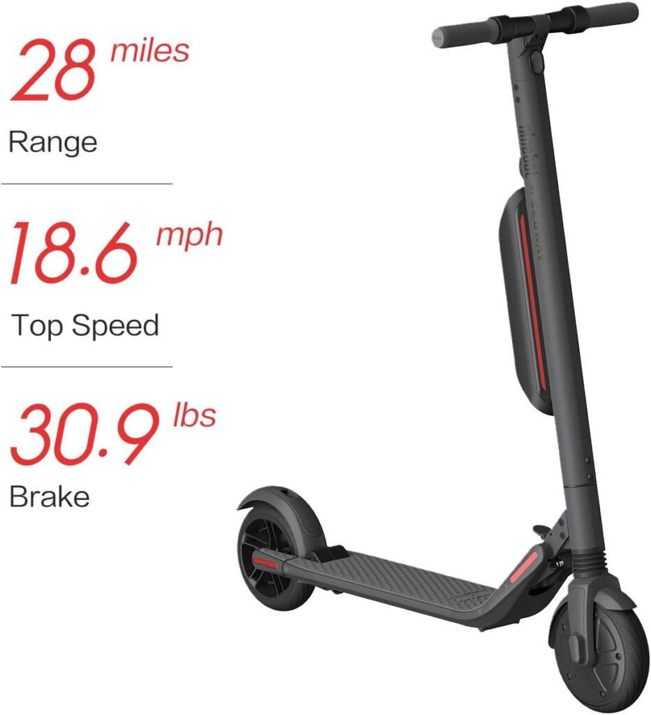 Segway Ninebot Electric Kick Scooter, 300W Motor, 15.5-28 Mi Range 15.5-19 MPH, 8 Solid Tires, External Battery