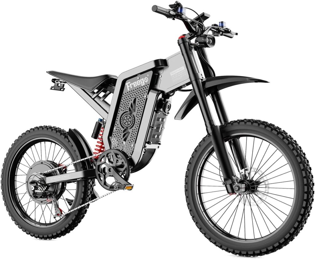 Freego Electric Motorcycle Bike for Adults, X2 Electric Dirt Bike 6000W(Peak) Motor 60V/30Ah Removable Battery, 60MPH/60Mile Off Road Electric Mountain Bike, 19 x2 MTB Tire Full Suspension