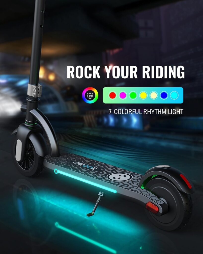 Gyroor H40 Kids Electric Scooter with 180W Motor  LED Visible Display, 10 Mph, Colorful Lights, Adjustable Speed and Height, Electric Scooter for Kids Ages 8-12 Ideal Gifts