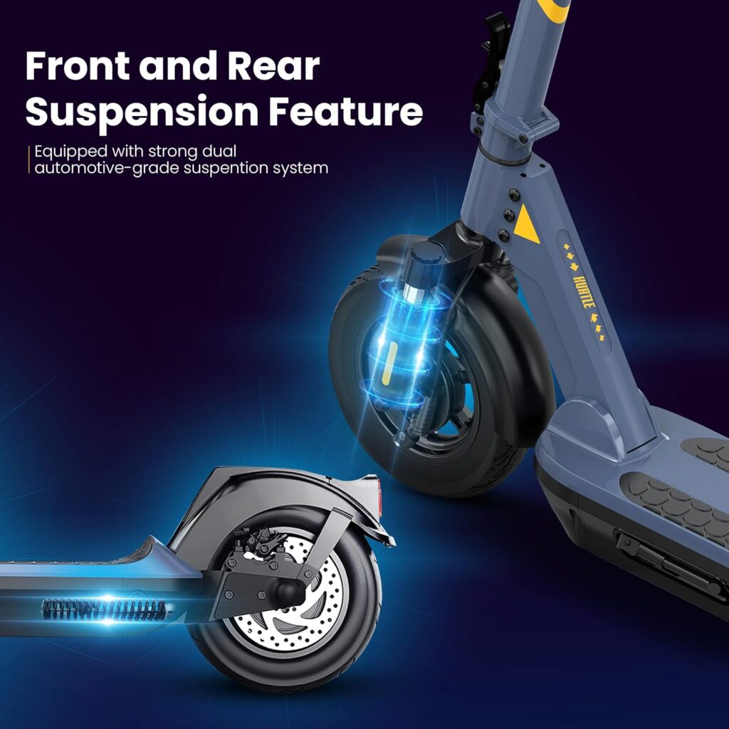 Hurtle Folding Electric Scooter - 10” Pneumatic Tires, 25 Miles Range, 19 MPH Max Speed, 500W 36V Brushless Motor Escooter with App Control, E-ABS Front Drum  Rear Disc Brakes, E-Scooter for Adult