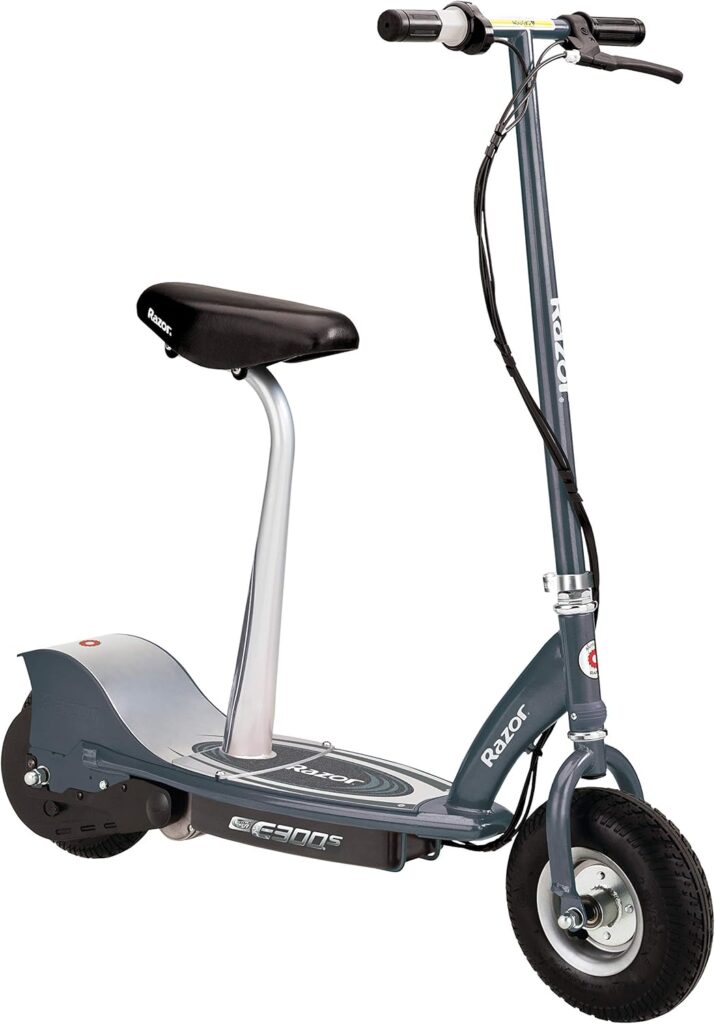 Razor E300S Seated Electric Scooter for Kids Ages 13+ - 9 Pneumatic Tires, Removable Seat, Up to 15 mph and 40 min of Ride Time, for Riders up to 220 lbs