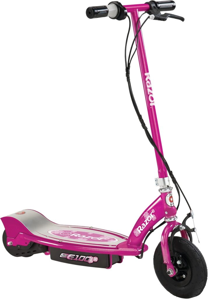 Razor Power Core E100 Electric Scooter for Kids Ages 8+ - 100w Hub Motor, 8 Pneumatic Tire, Up to 11 mph and 60 min Ride Time, for Riders up to 120 lbs