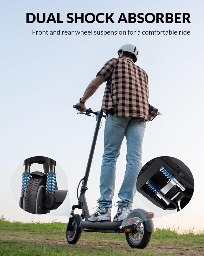 5TH WHEEL V40PRO Electric Scooter with Turn Signals - 24.9 Miles Range  20 MPH, 48V 800W Peak Motor, 10 Solid Tires, Dual Suspension and Ambient Light, Foldable Electric Scooter for Adults