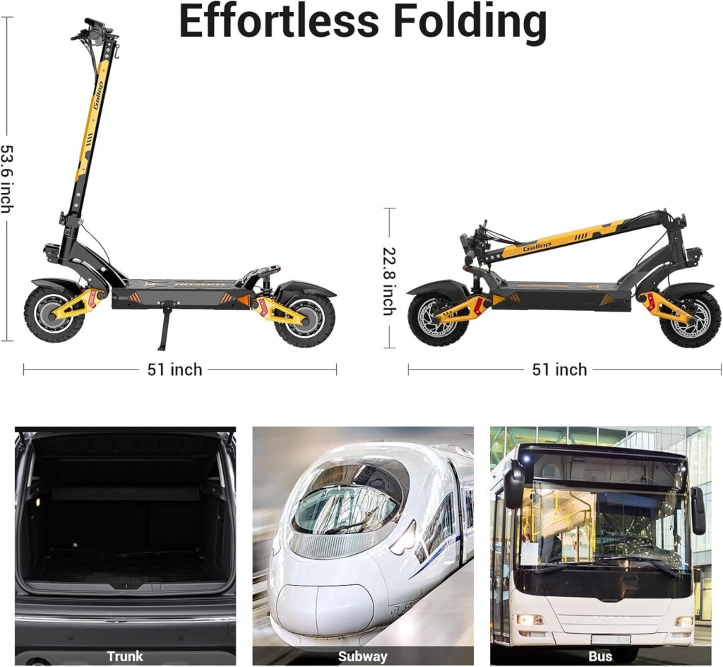 Ausom Electric Scooters for Adults, Foldable Commuter e-Scooter with LCD Large-Screen, High Power Motors and Adjustable Speeds, Off-Road Sport Scooters with Dual Disk Brakes  Suspension