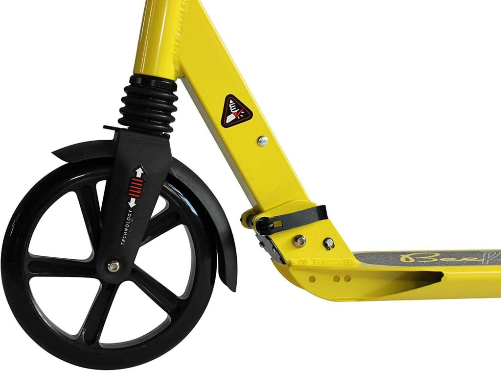 Bee Free Kick Scooter for Children, Teens and Adults, Adjustable Handlebars, Foldable Construction, Rear Foot Brake, Anti-Shock Suspension