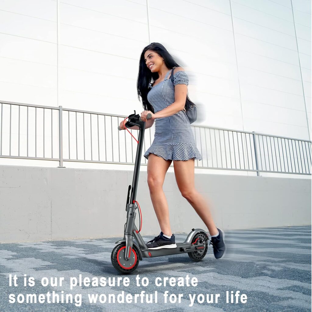 Electric Scooter - 350W Motor, 8.5 Solid Tires, Up to 19 MPH and 20/23 Miles Long-Range Portable Folding Commuting Scooter for Adults with Double Braking System and App