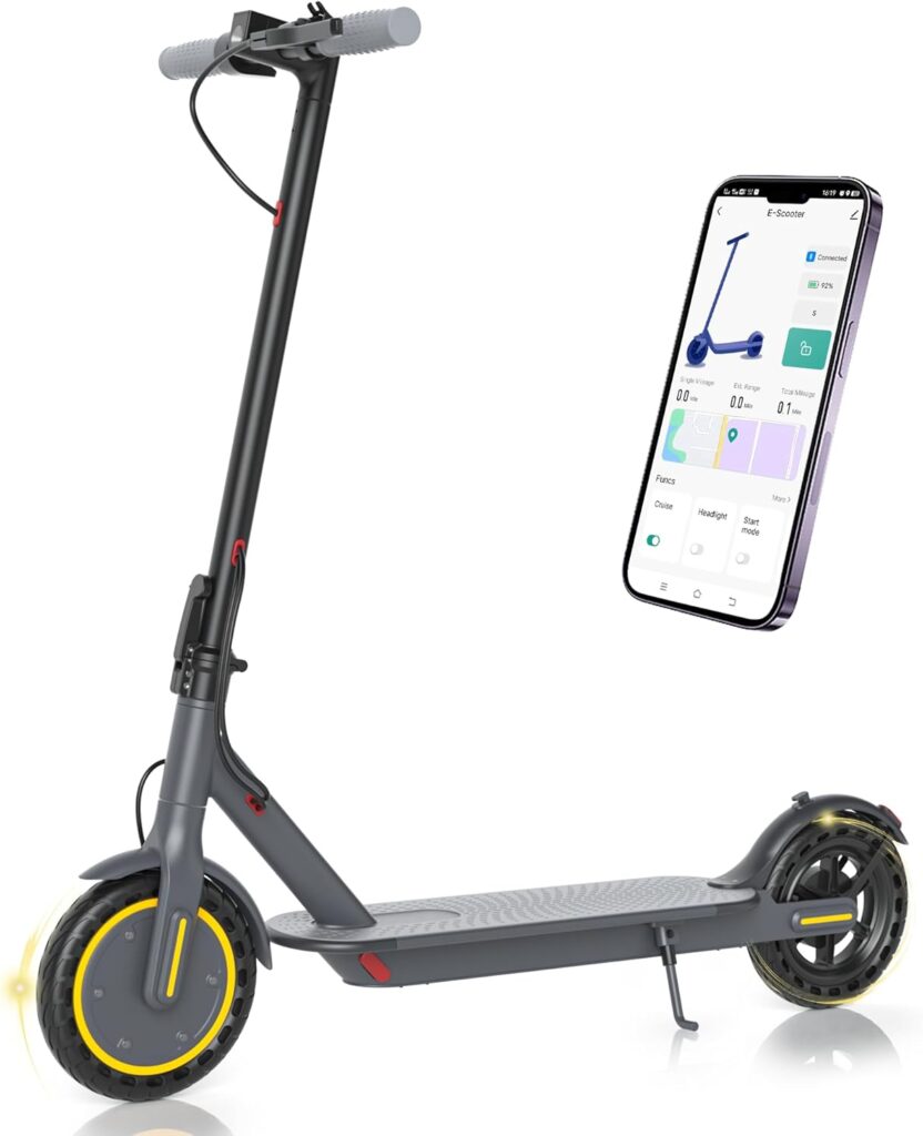 Electric Scooter - 350W Motor, 8.5 Solid Tires, Up to 19 MPH and 20/23 Miles Long-Range Portable Folding Commuting Scooter for Adults with Double Braking System and App