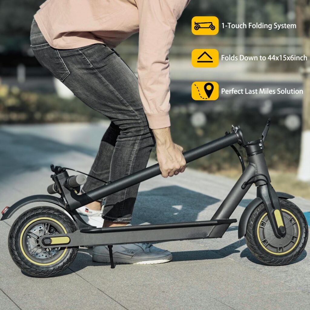 Electric Scooter, 500W Motor, 10 Solid Tires, 19-25 Miles Range, 19 Mph Foldable Electric Scooters for Adults with Smart App,Aluminum Frame and Dual Brakes