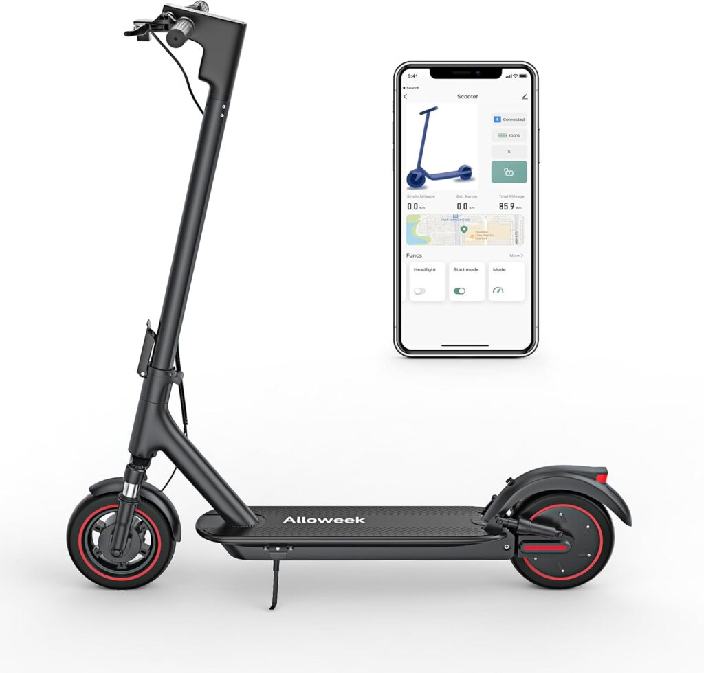 Electric Scooter - 500W Motor, 10 Solid Tires, Max 21.7/28/52.8 Miles  21 MPH, Dual Braking System and App Control, Portable Folding Commuting Electric Scooter for Adults