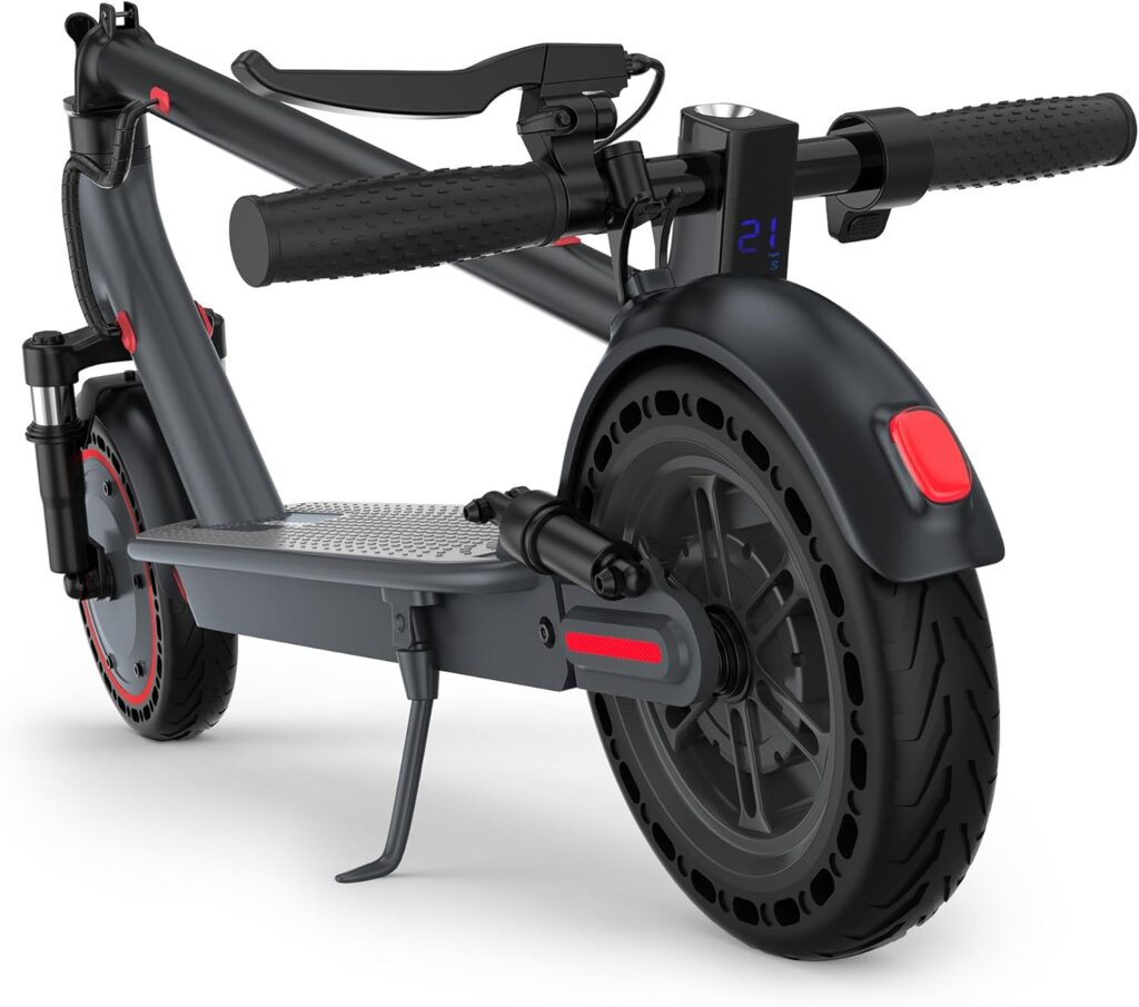 Electric Scooter - 500W Motor, 10 Solid Tires, Max 21.7/28/52.8 Miles  21 MPH, Dual Braking System and App Control, Portable Folding Commuting Electric Scooter for Adults