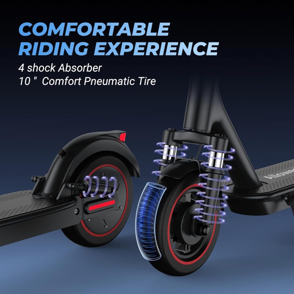 Electric Scooter - 500W Motor, 10 Solid Tires, Max 21.7/28/52.8 Miles  21 MPH, Dual Braking System and App Control, Portable Folding Commuting Electric Scooter for Adults