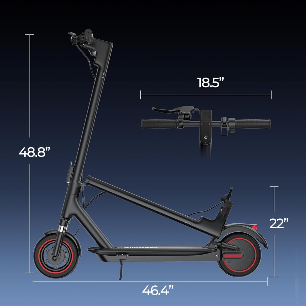 Electric Scooter - 500W Motor, 10 Solid Tires, Max 21.7/28/52.8 Miles  21 MPH, Dual Braking System and App Control, Portable Folding Commuting Electric Scooter for Adults