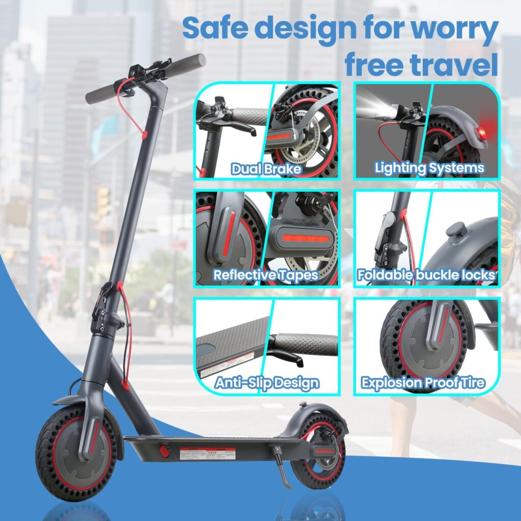 Electric Scooter, 500W Motor, Up to 17-20MPH 19-21 Miles, Commuter Escooter, Foldable E-Scooter for Adults with APP and Dual Braking System Escooter