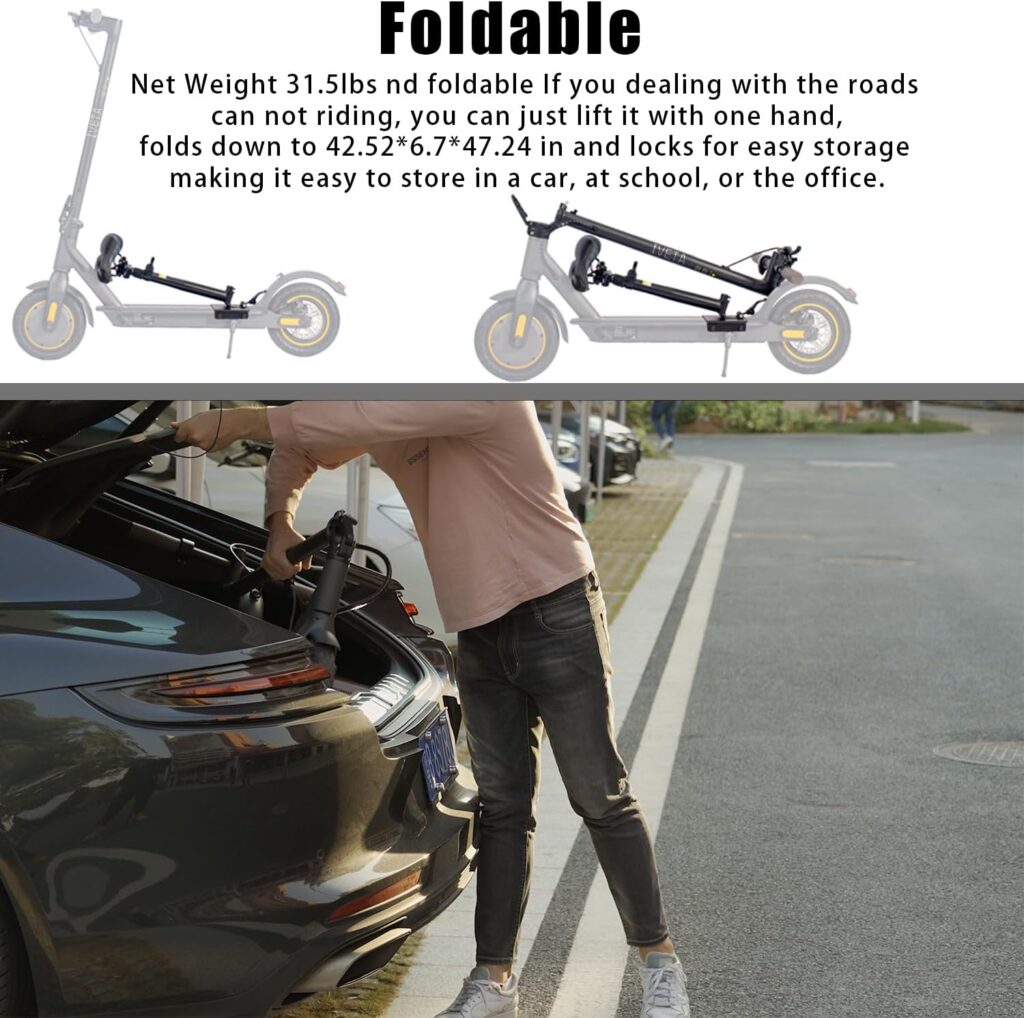 Electric Scooter, 600W Motor, 10 Solid Tires, 25 Miles Range, 19 Mph Foldable Electric Scooters for Adults with Smart App,Aluminum Frame and Dual Brakes