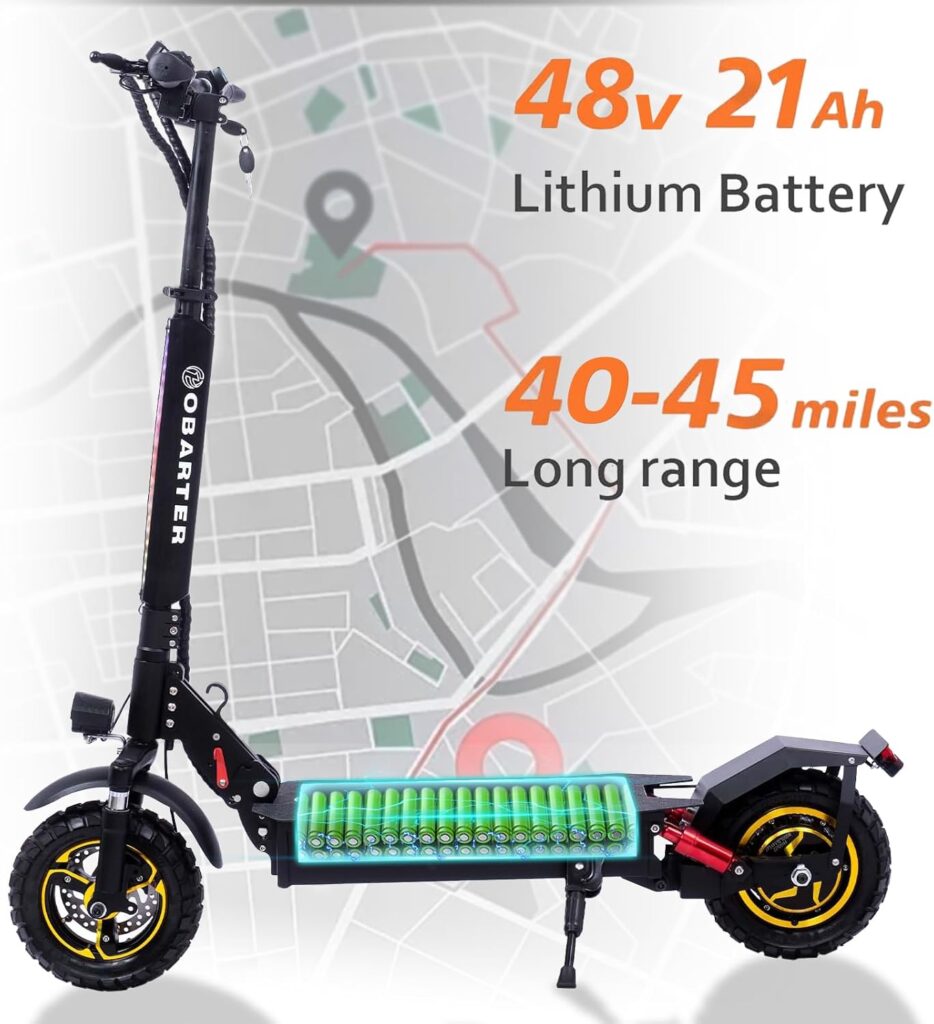 Electric Scooter Adults, 1000W Motor Up to 28 MPH  40 Miles, 48V 21Ah Large Battery Foldable Commuter E-Scooter with 10 Vacuum Off-Road Tire, LCD Display…