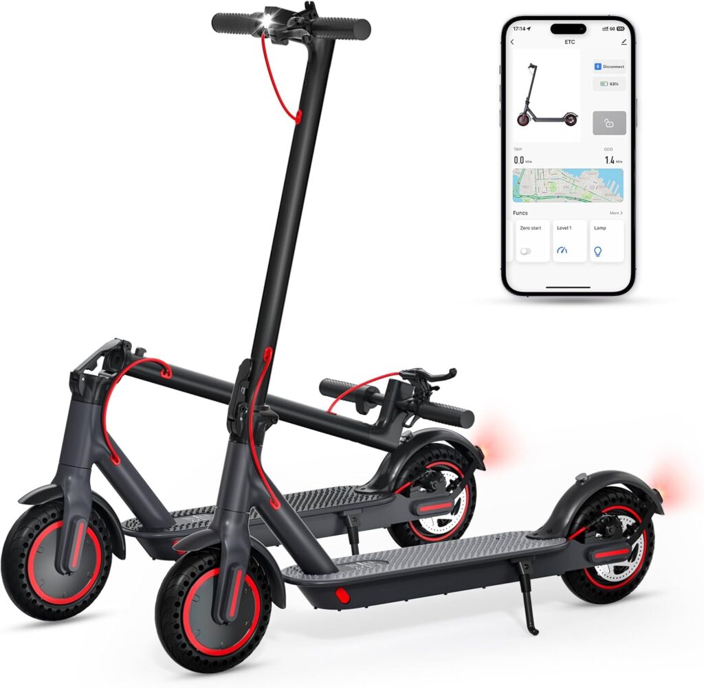 Electric Scooter Adults Teens, 500W Peak Motor, 20 Miles Range, 15.5Mph eScooter, 8.5 Tires, Dual Braking System, Portable Folding Commuting Scooter Electric for Adults Teens with APP Control