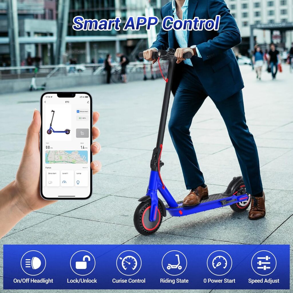 Electric Scooter Adults Teens, 500W Peak Motor, 20 Miles Range, 15.5Mph eScooter, 8.5 Tires, Dual Braking System, Portable Folding Commuting Scooter Electric for Adults Teens with APP Control