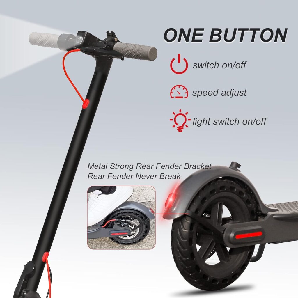 Electric Scooter for Adults - 350W Motor,Up to 19 MPH, 8.5 Solid Tires Portable Foldable Commuting Scooter for Adults with Double Braking System and App, 21 Miles Long-Range