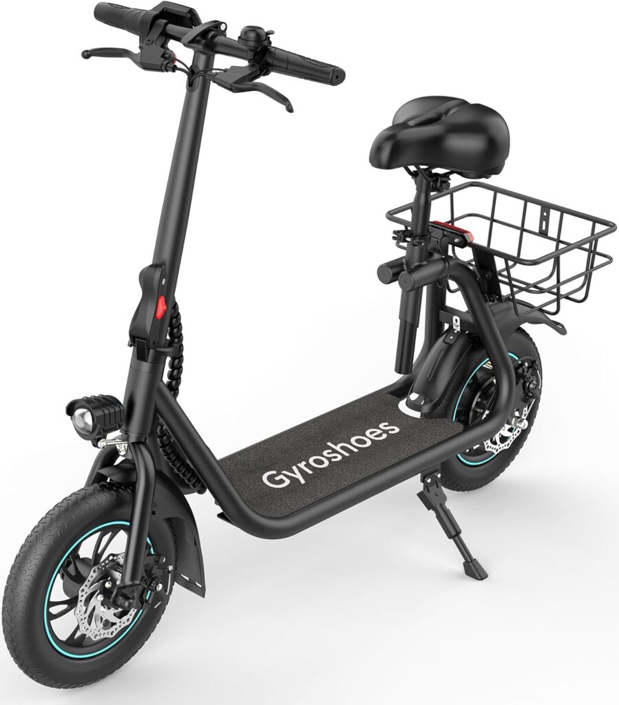 Electric Scooter with Seat for Adults, 20Miles Long Range 450W Motor up to 15.5MPH Smart LCD Display Electric Scooter with Basket