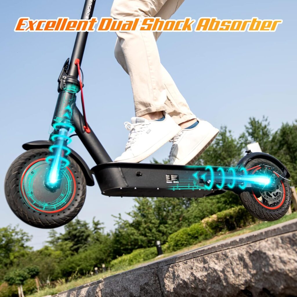 EVERCROSS Electric Scooter, 350W/500W Electric Scooter Adults, 8.5/10 Tires, Up to 19/22 Miles Range, 19 MPH Lightweight E-Scooter with Dual Shock Absorption