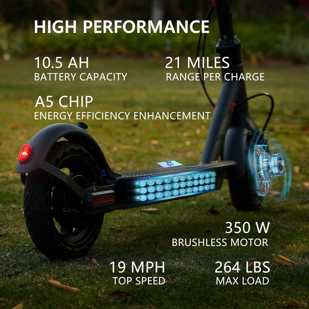 G5.0 Electric Scooter Adults - 21Mile Range  19MPH Speed E-Scooter, 350W Scooter for Adults up to 264lbs, Folding Scooters with 8.5 Solid Tires, Dual Braking, Mobile APP