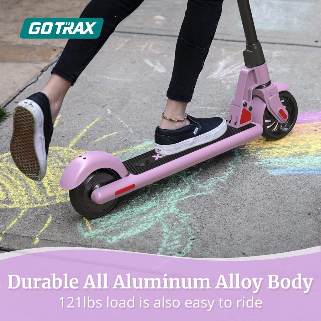 Gotrax GKS Electric Scooter, Kick-Start Boost and Gravity Sensor Kids Electric Scooter, 6 Wheels UL Certificated E Scooter for Kids Age of 6-12 (Pink)