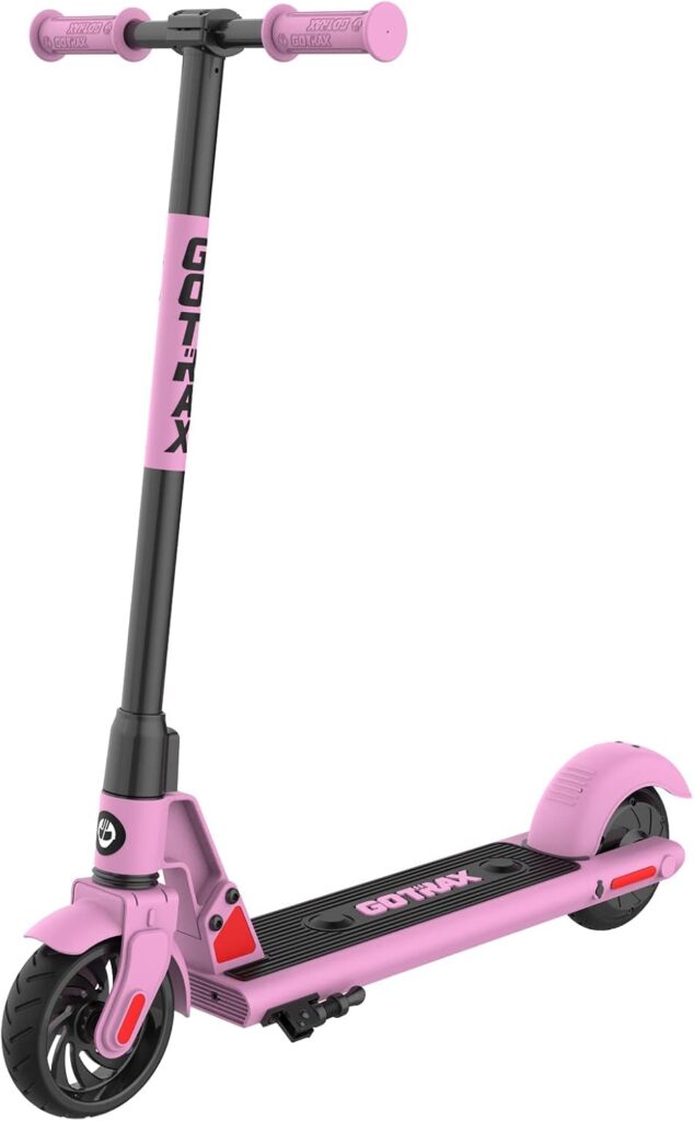 Gotrax GKS Electric Scooter, Kick-Start Boost and Gravity Sensor Kids Electric Scooter, 6 Wheels UL Certificated E Scooter for Kids Age of 6-12 (Pink)