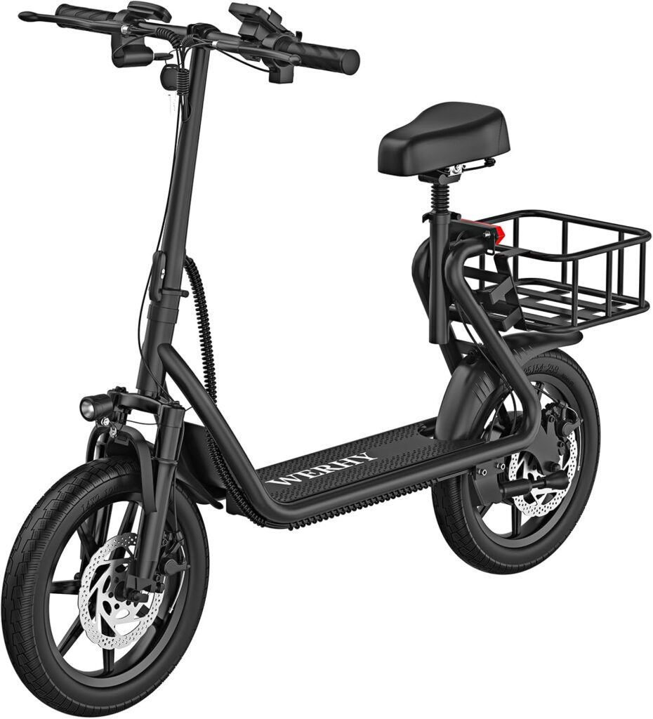 H3/H3PRO Electric Scooter with Seat, 750W Peak Motor, 14 Pneumatic Tires, Top Speed 22 mph, Max 27/49 Miles Ranges, Foldable E-Scooter with Front Suspension, Back Basket