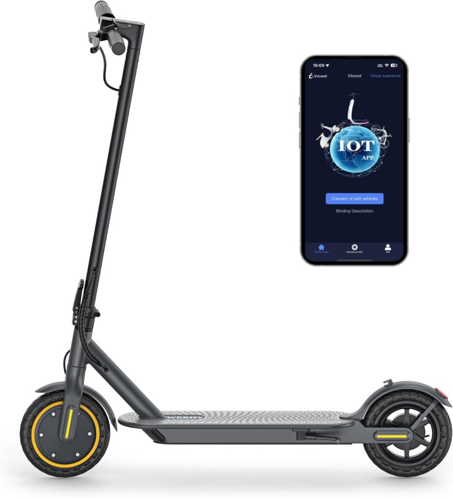 H7 Electric Scooter, 8.5 Tires, Up to 20 Miles Range, 350W Motor  19 MPH Portable Folding Commuting Electric Scooter for Adults with Double Braking System and App