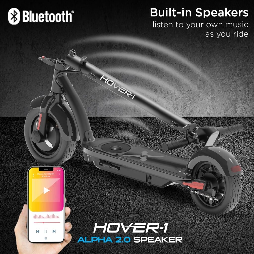 Hover-1 Alpha Cargo/2.0 Foldable Electric Scooter with 300W/450W Brushless Motor, 16-18 mph Max Speed, 10/12” Tires, and 12-15 Mile Range