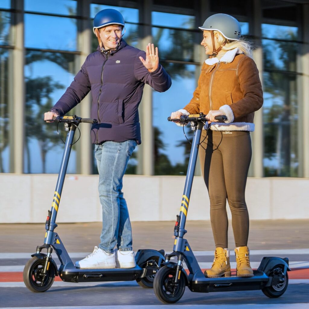 Hurtle Folding Electric Scooter - 10” Pneumatic Tires, 25 Miles Range, 19 MPH Max Speed, 500W 36V Brushless Motor Escooter with App Control, E-ABS Front Drum  Rear Disc Brakes, E-Scooter for Adult