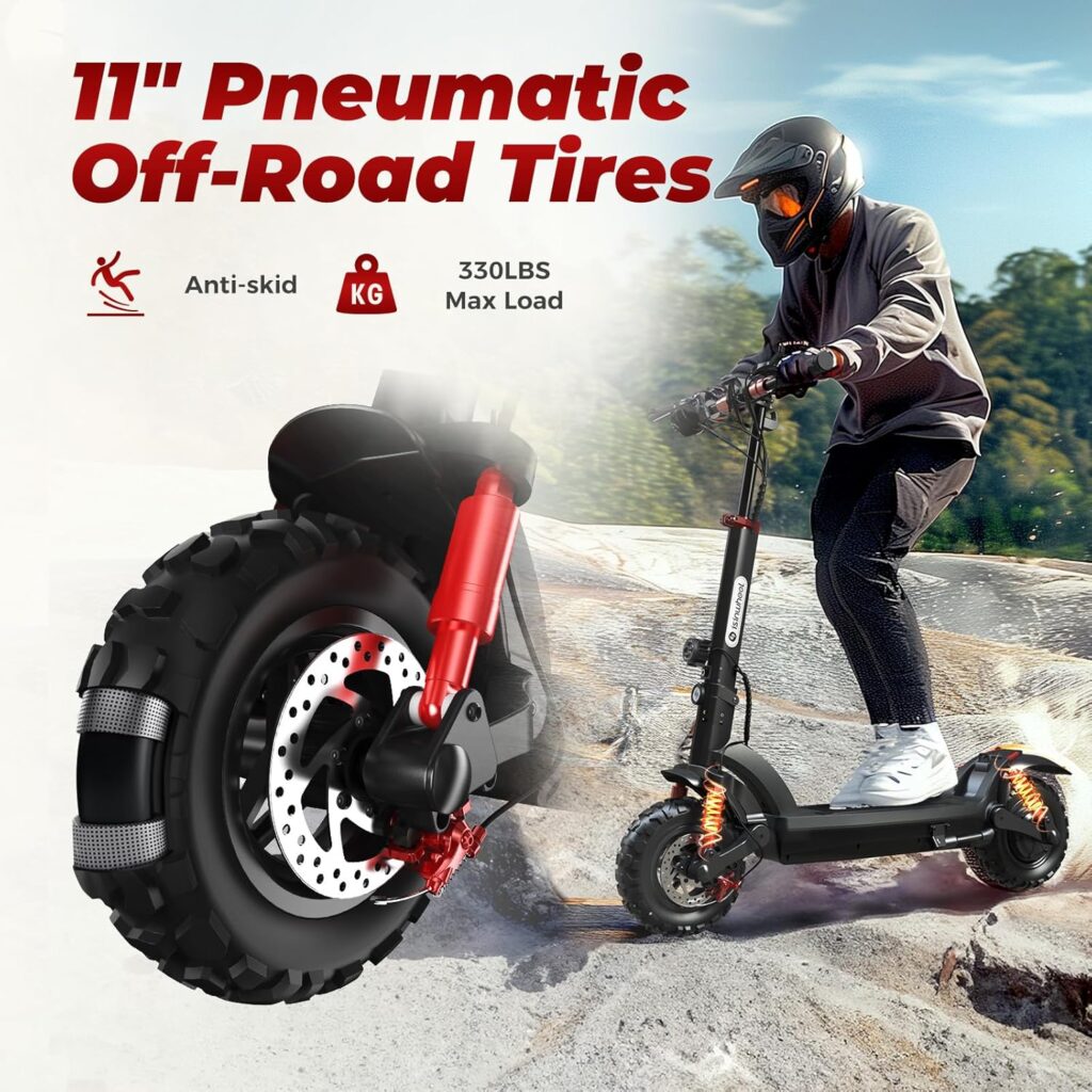 isinwheel GT2 Electric Scooter Adults 11 Off Road Tires, 1000W Motor E-Scooter Up to 37 Miles Long Range, 28 MPH Top Speed, Foldable Scooter for Adults, Turn Signal  Dual Suspension