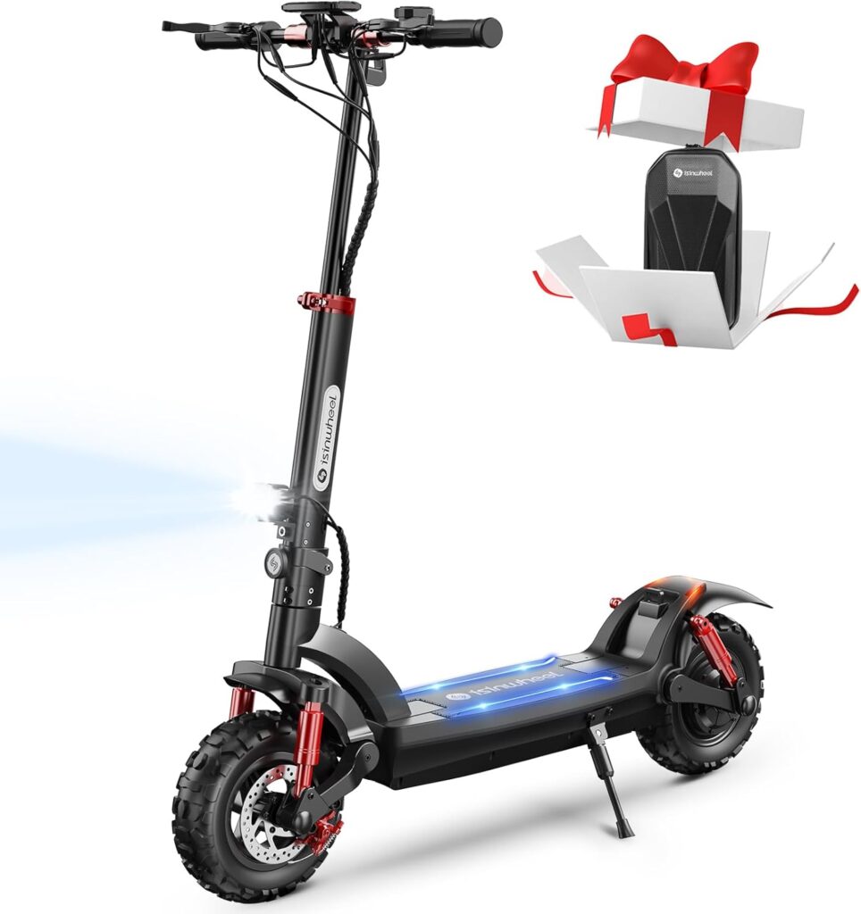 isinwheel GT2 Electric Scooter Adults 11 Off Road Tires, 1000W Motor E-Scooter Up to 37 Miles Long Range, 28 MPH Top Speed, Foldable Scooter for Adults, Turn Signal  Dual Suspension