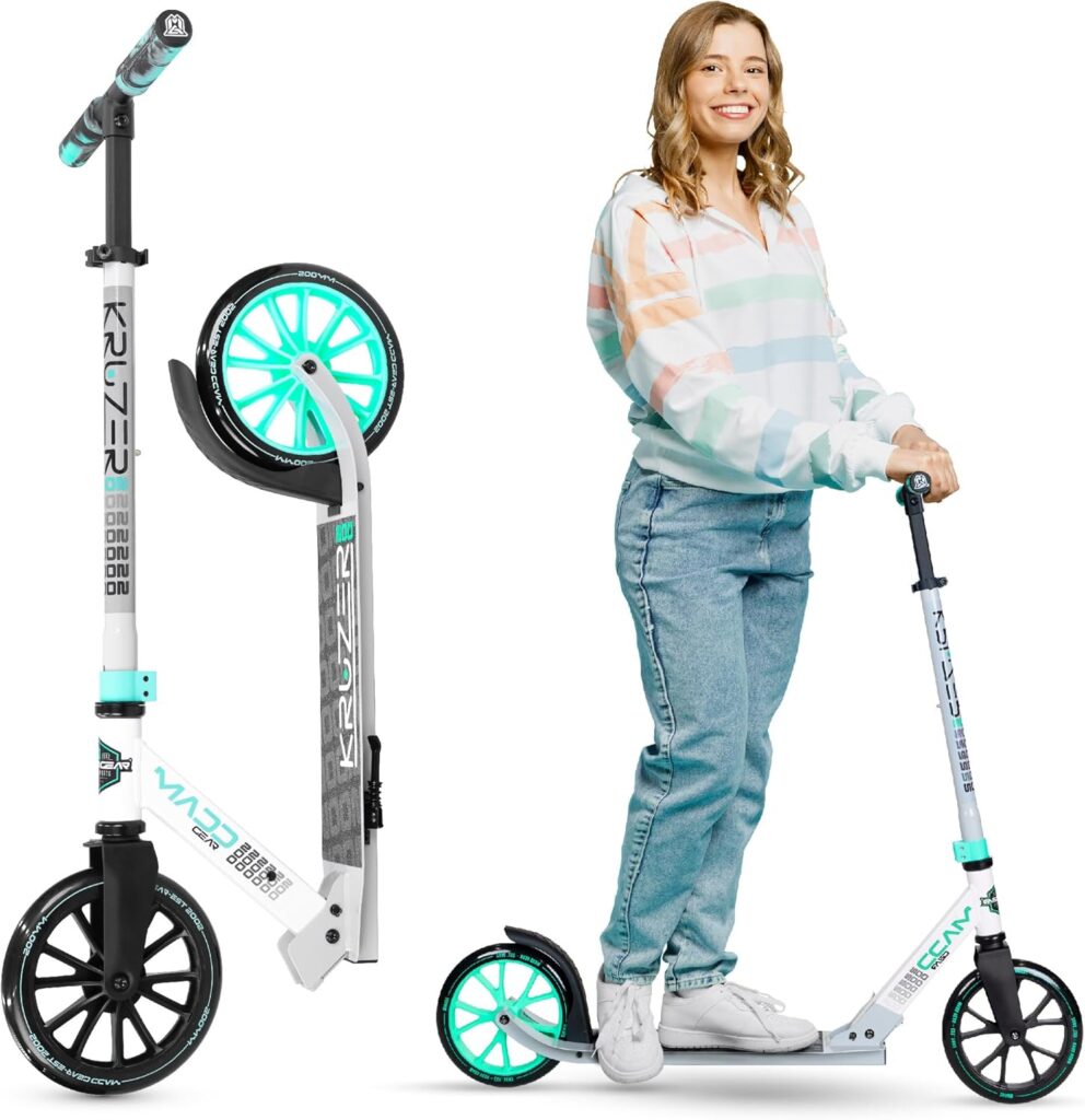 Madd Gear Metro 200 Folding Adult  Teen Scooter - Adjustable, Lightweight, 2-Wheel Commuter Scooter with Large Smooth Rolling Wheels