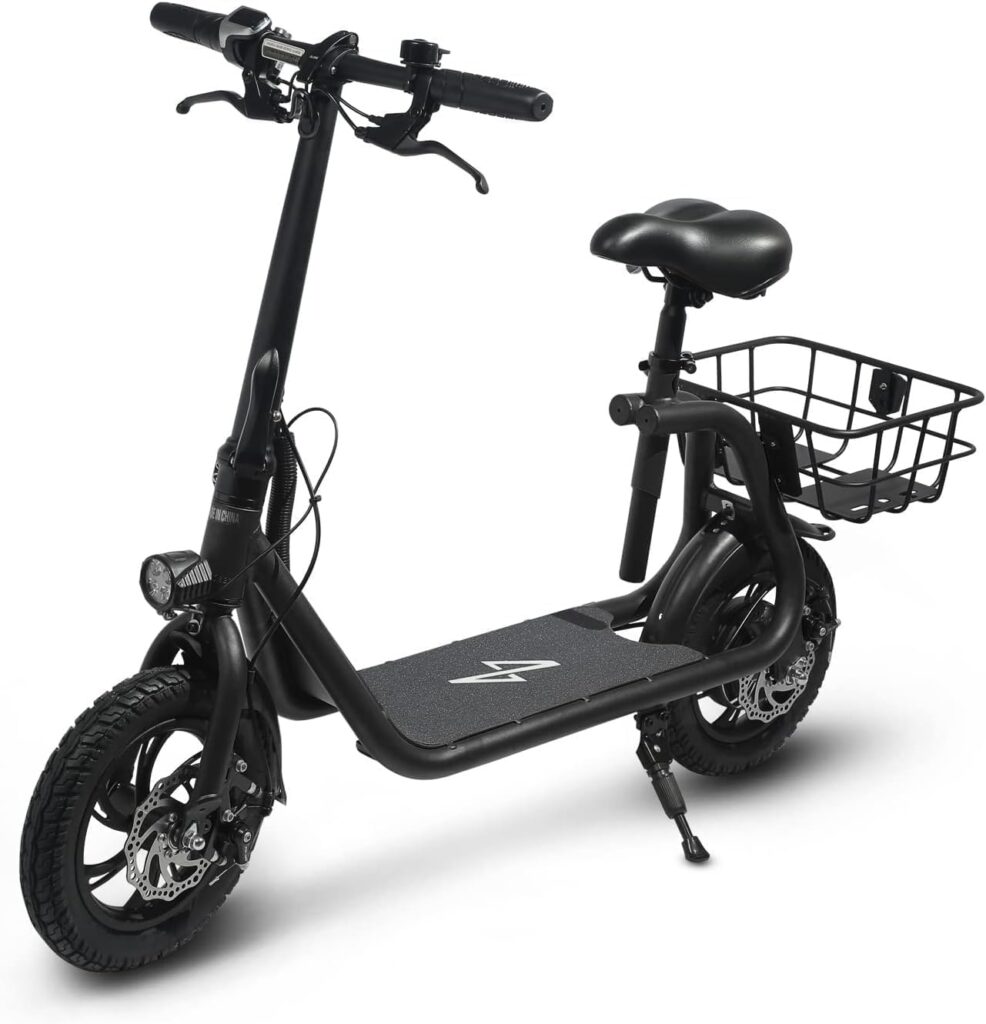 Phantomgogo Commuter R1 - Electric Scooter for Adults - Foldable Scooter with Seat  Carry Basket - 450W Brushless Motor 36V - 15MPH 265lbs Max Load E Mopeds for Adults