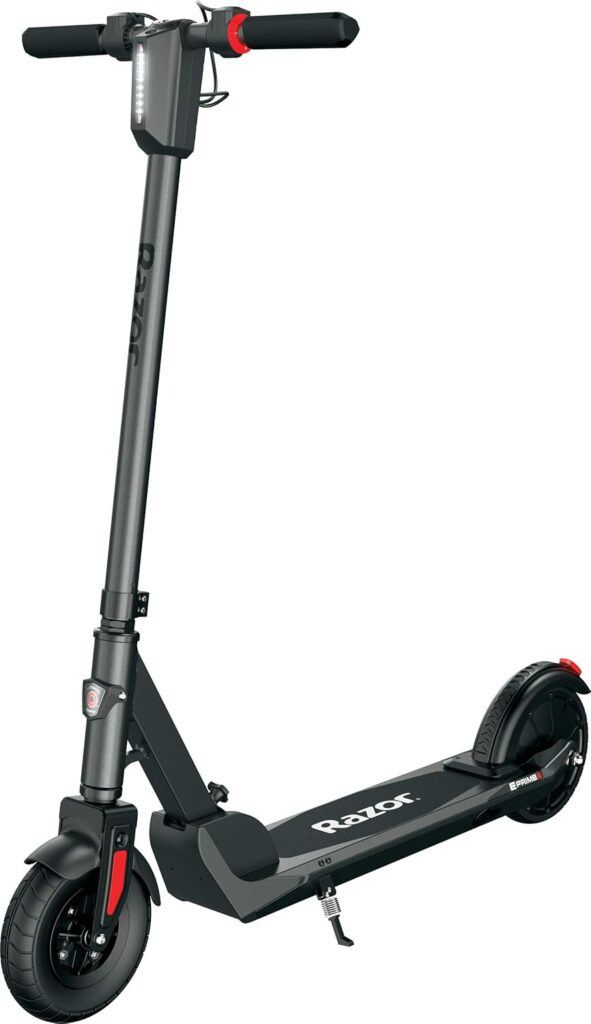 Razor E Prime III Electric Scooter - 18 mph, 15 Mile Range, 8 Pneumatic Front Tire, Foldable, Portable and Extremely Lightweight, Rear Wheel Drive, for Travel and Commuting