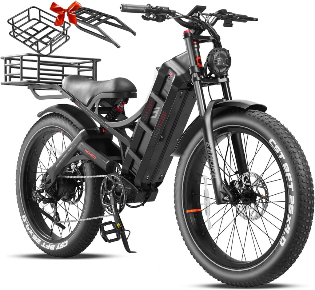 Romeo Pro Ⅱ/Romeo Pro (2024 Newest Upgraded) 60Ah 3000W/Peak 1600W Electric Bike for Adults 100-200 Miles Long Range Electric Bike Fat Tire Electric Bike Full Suspension Electric Mountain Bike