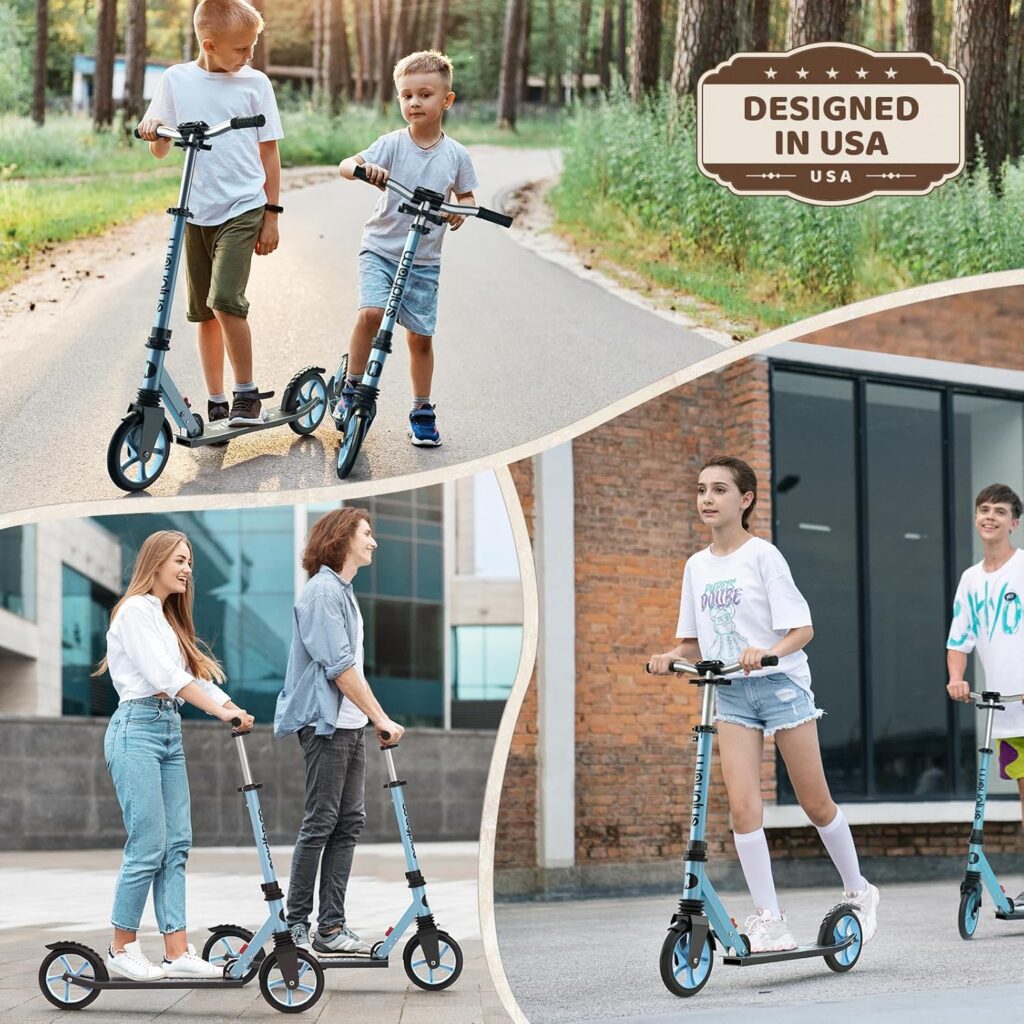 WAYPLUS Kick Scooter for Ages 6+,Kid, Teens  Adults. Max Load 240 LBS. Foldable, Lightweight, 8IN Big Wheels for Kids, Teen and Adults, 4 Adjustable Levels. Bearing ABEC9