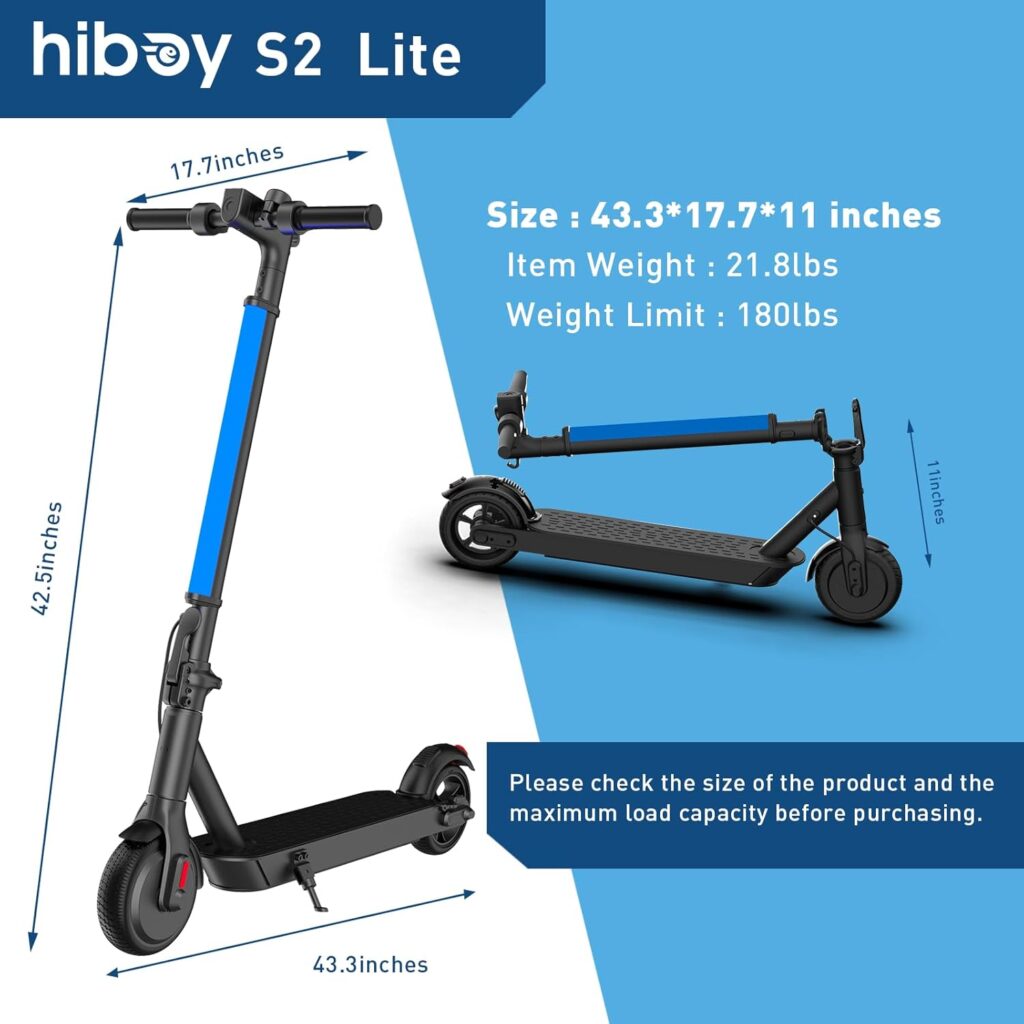 Hiboy Electric Scooter, 350W Peak Motor, 13 MPH, 10.6 Mile Range, Foldable, Lightweight, UL 2272 Certified, Dual Braking System, E-Scooter for Teens, Commuting, and Campus Use